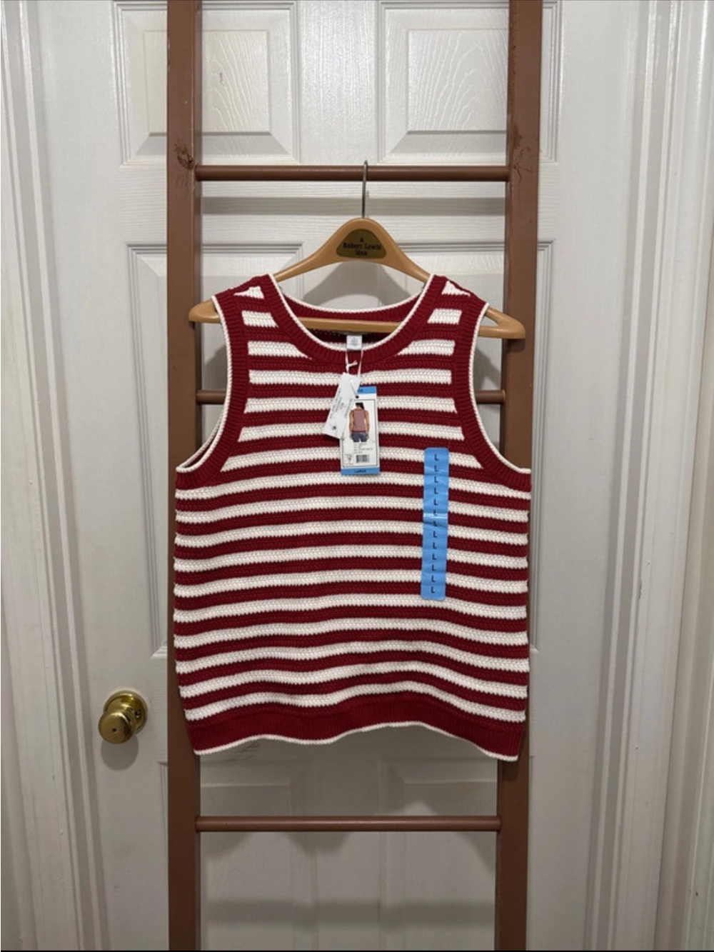 Nine West Red & White Striped Knit Tank for women